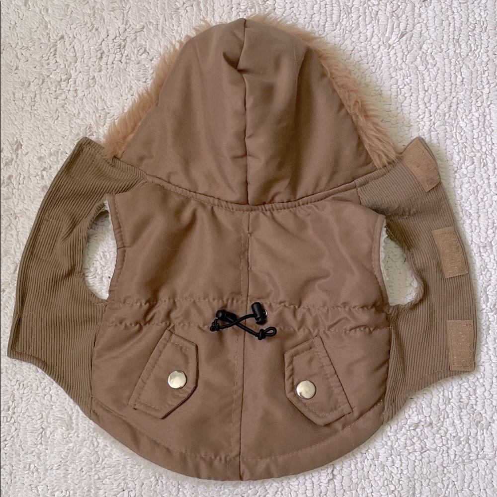 💙 Top Paw Tan Hooded Dog Jacket